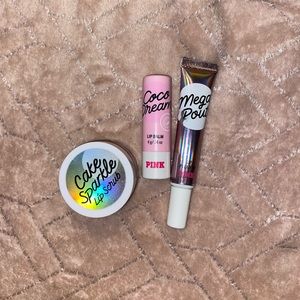 PINK lip scrub, chapstick and lip plumping gloss💕
